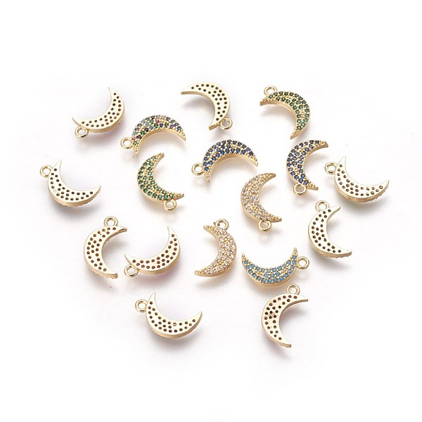 PandaHall Brass Micro Pave Cubic Zirconia Pendants, Moon, Mixed Color, Golden, 13.5x8x2mm, Hole: 1.4mm Brass+Cubic Zirconia Moon Multicolor
PandaHall Brass Micro Pave Cubic Zirconia Pendants, Moon, Mixed Color, Golden, 13.5x8x2mm, Hole: 1.4mm Brass+Cubic Zirconia Moon Multicolor