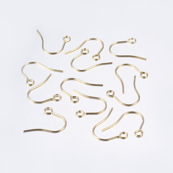 PandaHall 304 Stainless Steel Earring Hooks, with Horizontal Loop, Real 18K Gold Plated, 18x15mm, Hole: 2mm, Pin: 0.7mm 304 Stainless Steel
PandaHall 304 Stainless Steel Earring Hooks, with Horizontal Loop, Real 18K Gold Plated, 18x15mm, Hole: 2mm, Pin: 0.7mm 304 Stainless Steel