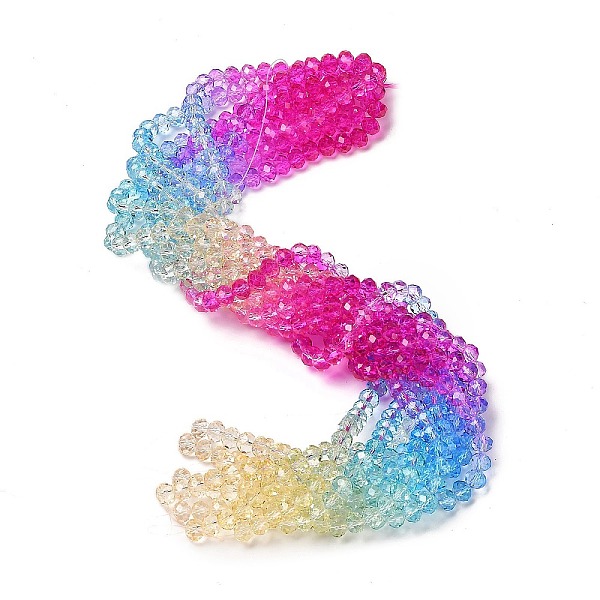 PandaHall Transparent Painted Glass Beads Strands, Faceted, Rondelle, Colorful, 8x6.5mm, Hole: 1mm, about 63pcs/strand, 16.14''(41cm) Glass...
PandaHall Transparent Painted Glass Beads Strands, Faceted, Rondelle, Colorful, 8x6.5mm, Hole: 1mm, about 63pcs/strand, 16.14''(41cm) Glass...