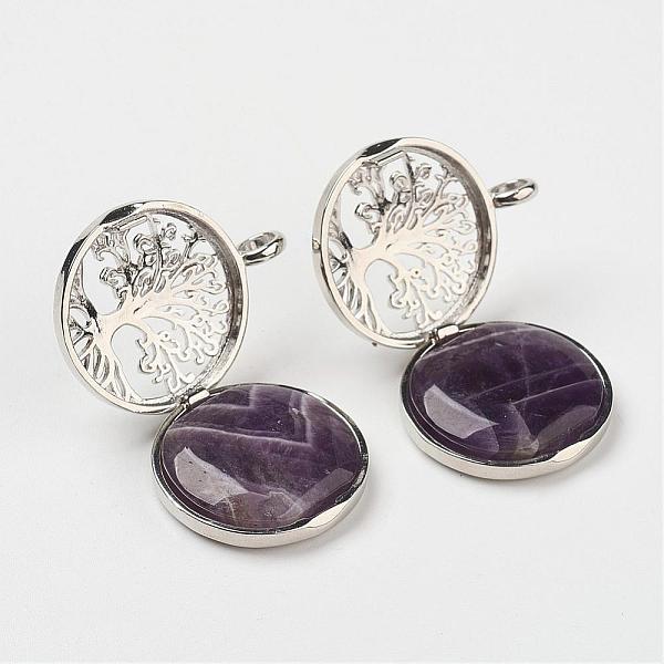 PandaHall Natural Amethyst Pendants, with Brass Diffuser Locket Findings, Flat Round with Tree, 31x26x8mm, Hole: 4mm Amethyst Flat Round
PandaHall Natural Amethyst Pendants, with Brass Diffuser Locket Findings, Flat Round with Tree, 31x26x8mm, Hole: 4mm Amethyst Flat Round