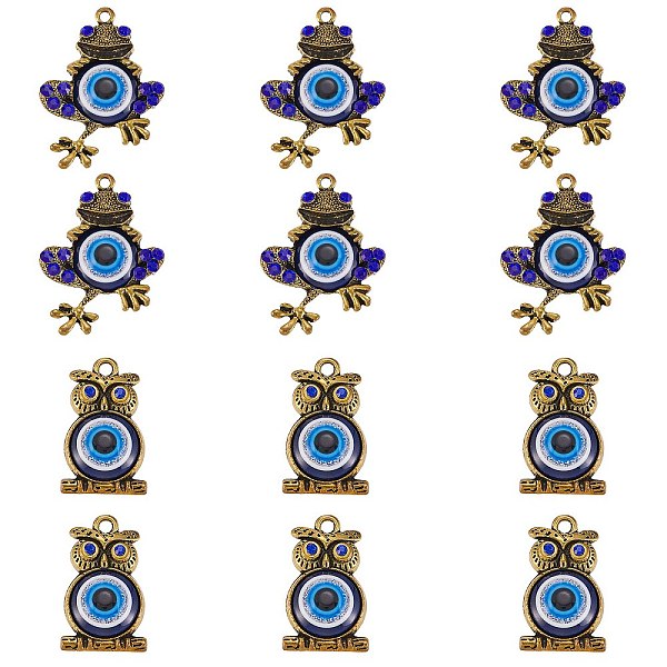 PandaHall 12Pcs 2 Style Alloy Pendants, with Resin and Rhinestone, Owl & Frog with Evil Eye, Antique Bronze, 30x18x5.5mm, Hole: 1.8mm and...
PandaHall 12Pcs 2 Style Alloy Pendants, with Resin and Rhinestone, Owl & Frog with Evil Eye, Antique Bronze, 30x18x5.5mm, Hole: 1.8mm and...