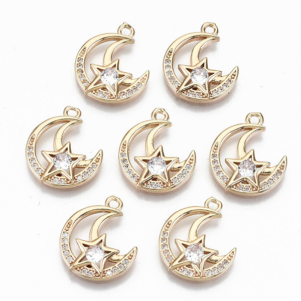 PandaHall Brass Micro Pave Cubic Zirconia Pendants, Light Gold, Long-Lasting Plated, Cadmium Free & Lead Free, Moon with Star, Clear...
PandaHall Brass Micro Pave Cubic Zirconia Pendants, Light Gold, Long-Lasting Plated, Cadmium Free & Lead Free, Moon with Star, Clear...