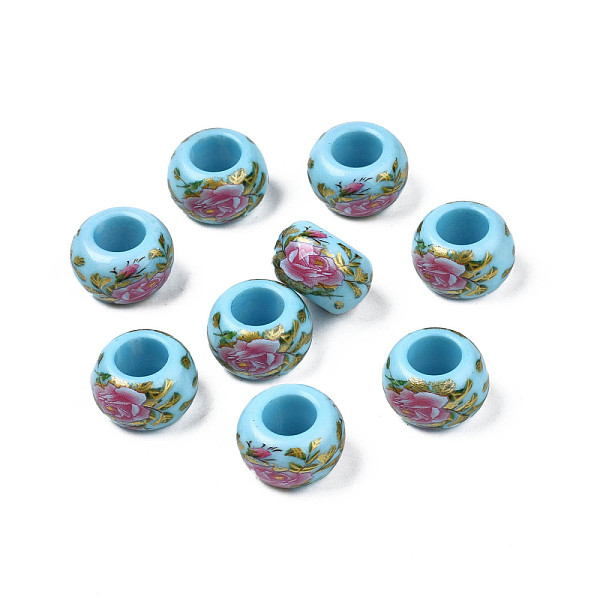 PandaHall Flower Printed Opaque Acrylic Rondelle Beads, Large Hole Beads, Sky Blue, 15x9mm, Hole: 7mm Acrylic Rondelle
PandaHall Flower Printed Opaque Acrylic Rondelle Beads, Large Hole Beads, Sky Blue, 15x9mm, Hole: 7mm Acrylic Rondelle