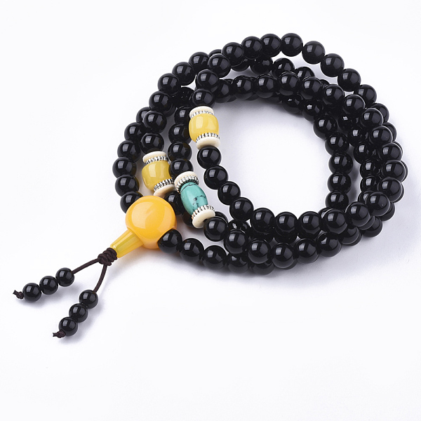 PandaHall 4-Loop Wrap Style Buddhist Jewelry, Natural Agate Mala Bead Bracelets, with Alloy Findings and Beeswax, Stretch Bracelets, Round...
PandaHall 4-Loop Wrap Style Buddhist Jewelry, Natural Agate Mala Bead Bracelets, with Alloy Findings and Beeswax, Stretch Bracelets, Round...