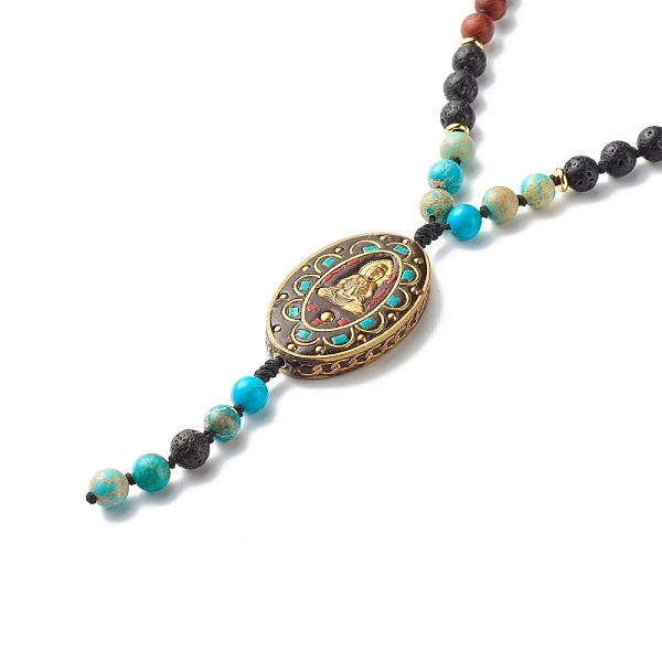 PandaHall Ovl with Guan Yin Pendant Necklace, Natural Lava Rock & Imperial Jasper & Indonesia & Wood Beads Necklace, 108 Buddhist Prayer...
PandaHall Ovl with Guan Yin Pendant Necklace, Natural Lava Rock & Imperial Jasper & Indonesia & Wood Beads Necklace, 108 Buddhist Prayer...