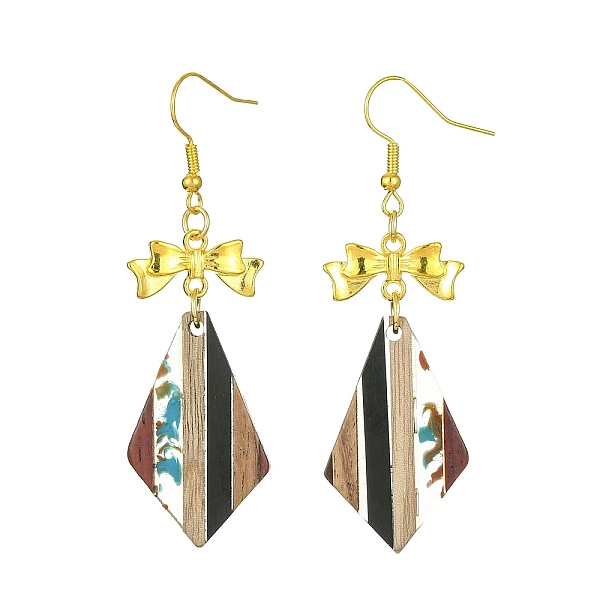 PandaHall Resin & Walnut Wood Dangle Earrings, Golden Alloy Bowknot Long Drop Earrings, Kite, 65x20mm Resin Kite Multicolor
PandaHall Resin & Walnut Wood Dangle Earrings, Golden Alloy Bowknot Long Drop Earrings, Kite, 65x20mm Resin Kite Multicolor