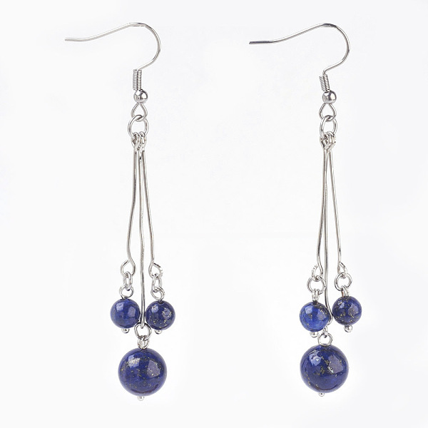 PandaHall Natural Lapis Lazuli Dangle Earrings, with 304 Stainless Steel Earring Hooks and Iron Eye Pins, Round, 77~78mm, Pendant: 57~58mm...
PandaHall Natural Lapis Lazuli Dangle Earrings, with 304 Stainless Steel Earring Hooks and Iron Eye Pins, Round, 77~78mm, Pendant: 57~58mm...