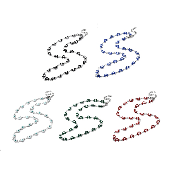 PandaHall Moon with Evil Eye Enamel Link Chain Necklace, 304 Stainless Steel Necklace, Mixed Color, 17.83 inch(45.3cm) 304 Stainless Steel..., Multicolor
PandaHall Moon with Evil Eye Enamel Link Chain Necklace, 304 Stainless Steel Necklace, Mixed Color, 17.83 inch(45.3cm) 304 Stainless Steel..., Multicolor