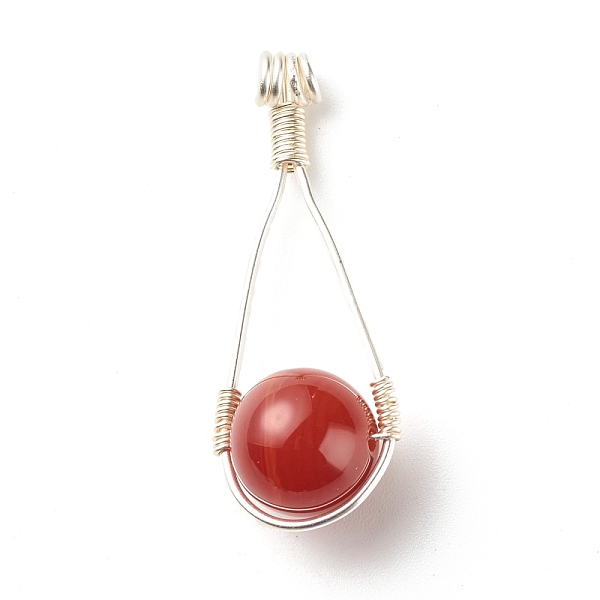 PandaHall Natural Carnelian Pendants, with Silver Copper Wire Wrapped, Round, 40x15x12mm, Hole: 2mm Carnelian Round
PandaHall Natural Carnelian Pendants, with Silver Copper Wire Wrapped, Round, 40x15x12mm, Hole: 2mm Carnelian Round
