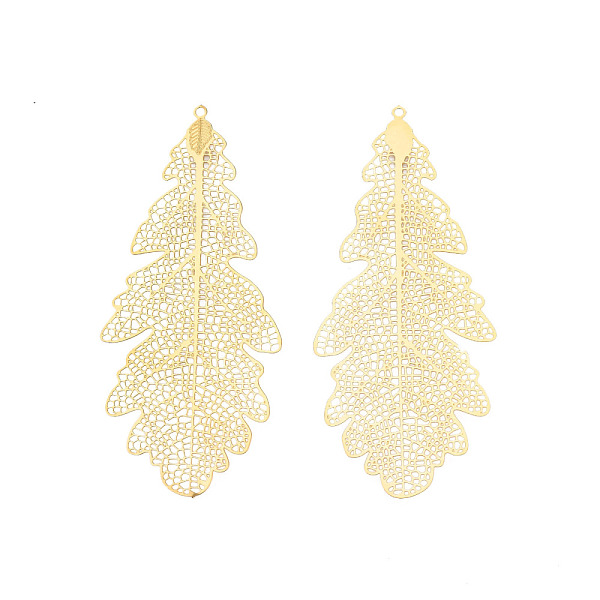 PandaHall 304 Stainless Steel Big Pendants, Etched Metal Embellishments, Leaf, Real 18K Gold Plated, 67x28.5x0.3mm, Hole: 1.2mm 304...
PandaHall 304 Stainless Steel Big Pendants, Etched Metal Embellishments, Leaf, Real 18K Gold Plated, 67x28.5x0.3mm, Hole: 1.2mm 304...