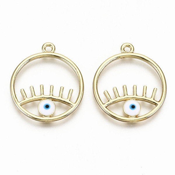 PandaHall Alloy Enamel Pendants, Cadmium Free & Nickel Free & Lead Free, Light Gold, Flat Round with Eye, White, 26.5x23x2.5mm, Hole: 1.8mm...
PandaHall Alloy Enamel Pendants, Cadmium Free & Nickel Free & Lead Free, Light Gold, Flat Round with Eye, White, 26.5x23x2.5mm, Hole: 1.8mm...