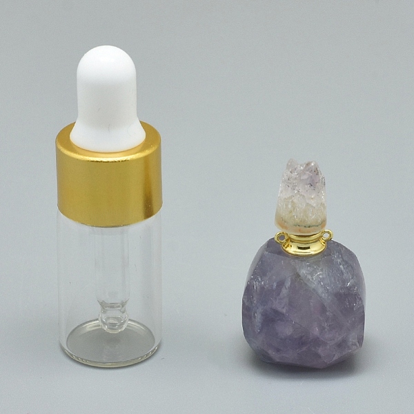 PandaHall Natural Fluorite Openable Perfume Bottle Pendants, with Brass Findings and Glass Essential Oil Bottles, 30~36x18~20x9.5~16mm, Hole...
PandaHall Natural Fluorite Openable Perfume Bottle Pendants, with Brass Findings and Glass Essential Oil Bottles, 30~36x18~20x9.5~16mm, Hole...