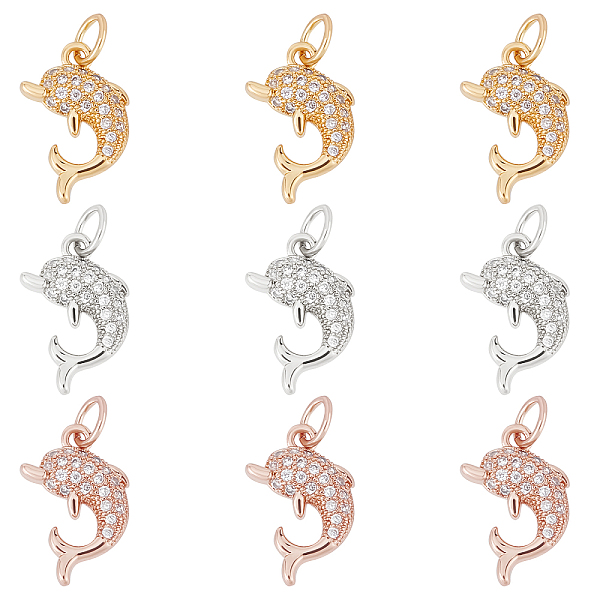 PandaHall Beebeecraft 9Pcs 3 Colors Brass Micro Pave Cubic Zirconia Charms, with Jump Rings, Dolphin, Clear, Mixed Color, 14x9x2.5mm, Jump...
PandaHall Beebeecraft 9Pcs 3 Colors Brass Micro Pave Cubic Zirconia Charms, with Jump Rings, Dolphin, Clear, Mixed Color, 14x9x2.5mm, Jump...