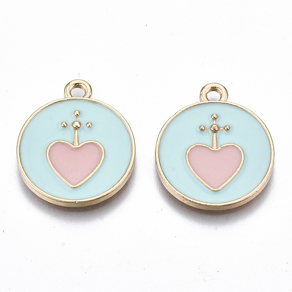 PandaHall Light Gold Plated Alloy Enamel Pendants, Cadmium Free & Lead Free, Flat Round with Heart, Light Cyan, 21x17.5x2mm, Hole: 1.8mm...
PandaHall Light Gold Plated Alloy Enamel Pendants, Cadmium Free & Lead Free, Flat Round with Heart, Light Cyan, 21x17.5x2mm, Hole: 1.8mm...