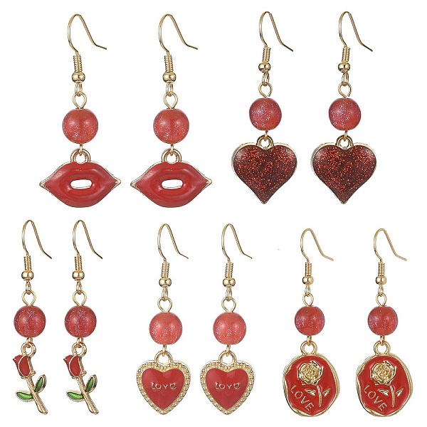 PandaHall Valentine's Day Alloy Enamel Dangle Earrings with Brass Pins, Mixed Shapes, Red, 41~50x9~18.5mm Alloy Mixed Shapes Red
PandaHall Valentine's Day Alloy Enamel Dangle Earrings with Brass Pins, Mixed Shapes, Red, 41~50x9~18.5mm Alloy Mixed Shapes Red