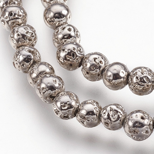 PandaHall Electroplate Natural Lava Rock Beads Strands, Long-Lasting Plated, Round, Bumpy, Silver Plated, 4.5~5mm, Hole: 0.8mm, about...
PandaHall Electroplate Natural Lava Rock Beads Strands, Long-Lasting Plated, Round, Bumpy, Silver Plated, 4.5~5mm, Hole: 0.8mm, about...