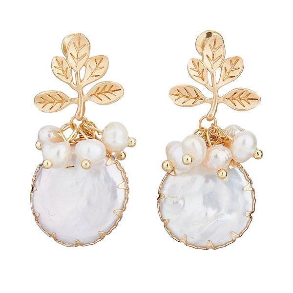PandaHall FIBLOOM 1 Pair Shell Pearl Dangle Stud Earrings, Real 18K Gold Plated Brass Wire Wrap Earrings for Women, Leaf, 36x17mm Shell...
PandaHall FIBLOOM 1 Pair Shell Pearl Dangle Stud Earrings, Real 18K Gold Plated Brass Wire Wrap Earrings for Women, Leaf, 36x17mm Shell...