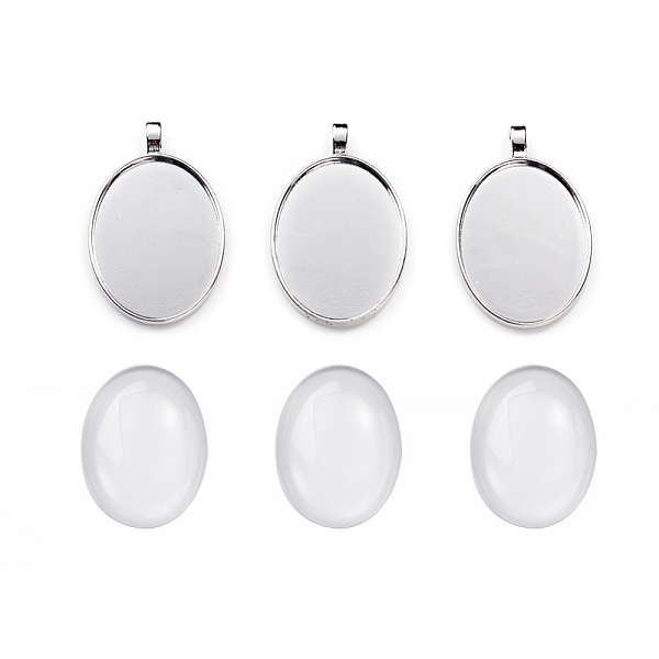 PandaHall DIY Pendant Making, with Tibetan Style Alloy Pendant Cabochon Settings and Transparent Oval Glass Cabochons, Platinum, Cabochons..., Clear
PandaHall DIY Pendant Making, with Tibetan Style Alloy Pendant Cabochon Settings and Transparent Oval Glass Cabochons, Platinum, Cabochons..., Clear