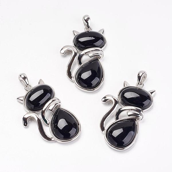 PandaHall Natural Black Agate Kitten Pendants, with Brass Findings, Cat Silhouette Shape, Dyed & Heated, Platinum, 44x26.5x7.5mm, Hole...
PandaHall Natural Black Agate Kitten Pendants, with Brass Findings, Cat Silhouette Shape, Dyed & Heated, Platinum, 44x26.5x7.5mm, Hole...