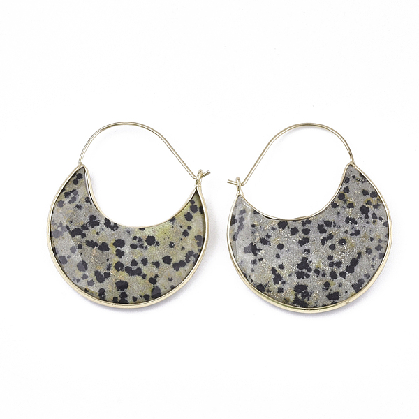 PandaHall Natural Dalmatian Jasper Crescent Moon Dangle Hoop Earrings, with Brass Findings, Faceted, 44~51x36.5x4~6mm, Pin: 1mm Dalmatian...
PandaHall Natural Dalmatian Jasper Crescent Moon Dangle Hoop Earrings, with Brass Findings, Faceted, 44~51x36.5x4~6mm, Pin: 1mm Dalmatian...