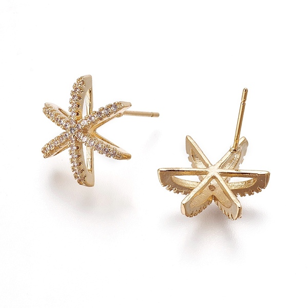 PandaHall Brass Micro Pave Cubic Zirconia Ear Stud Components, Snowflake, Clear, Golden, 16x14x5mm, Pin: 0.7mm Cubic Zirconia Clear
PandaHall Brass Micro Pave Cubic Zirconia Ear Stud Components, Snowflake, Clear, Golden, 16x14x5mm, Pin: 0.7mm Cubic Zirconia Clear