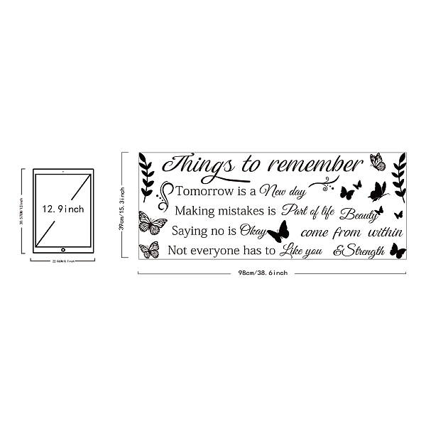 PandaHall SUPERDANT Things to Remember Wall Decal Butterfly with Text Inspirational Wall Art Removable PVC Wall Sticker for Bedroom Living..., Black
PandaHall SUPERDANT Things to Remember Wall Decal Butterfly with Text Inspirational Wall Art Removable PVC Wall Sticker for Bedroom Living..., Black
