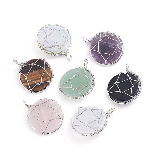 PandaHall Mixed Gemstone Wire Wrapped Pendants, with Platinum Plated Brass Wire, Flat Round, 35~36x27~29x10~11mm, Hole: 5x5mm Mixed Stone...
PandaHall Mixed Gemstone Wire Wrapped Pendants, with Platinum Plated Brass Wire, Flat Round, 35~36x27~29x10~11mm, Hole: 5x5mm Mixed Stone...
