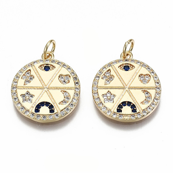 PandaHall Brass Micro Pave Colorful Cubic Zirconia Pendants, Nickel Free, Flat Round, Real 18K Gold Plated, 19x17x2mm, Jump Ring: 5x0.7mm...
PandaHall Brass Micro Pave Colorful Cubic Zirconia Pendants, Nickel Free, Flat Round, Real 18K Gold Plated, 19x17x2mm, Jump Ring: 5x0.7mm...