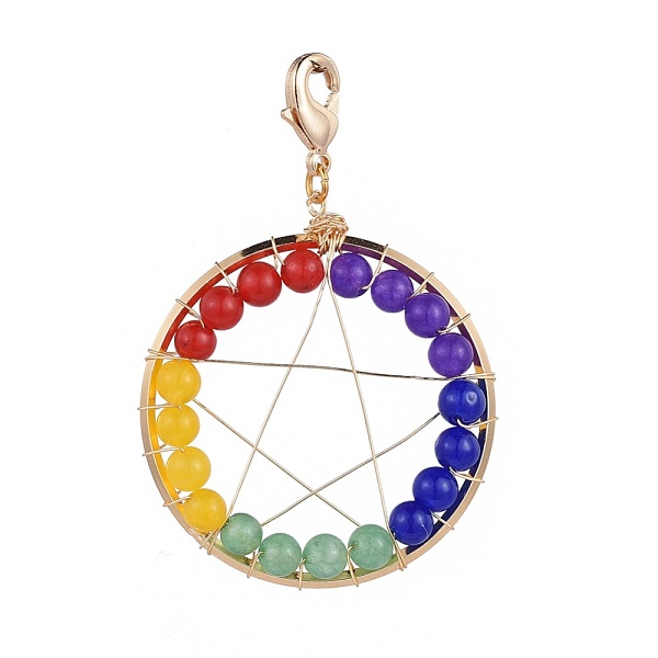 PandaHall Natural Malaysia Jade Big Pentacle Pendants, with Brass Lobster Claw Clasps, Flat Round with Star, Real 18K Gold Plated, 52.5mm...
PandaHall Natural Malaysia Jade Big Pentacle Pendants, with Brass Lobster Claw Clasps, Flat Round with Star, Real 18K Gold Plated, 52.5mm...