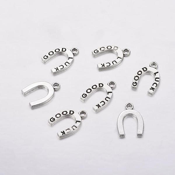 PandaHall Tibetan Style Alloy Pendants, Horseshoe, Cadmium Free & Lead Free, Antique Silver, 18x12x1.5mm, Hole: 2mm Alloy Others
PandaHall Tibetan Style Alloy Pendants, Horseshoe, Cadmium Free & Lead Free, Antique Silver, 18x12x1.5mm, Hole: 2mm Alloy Others
