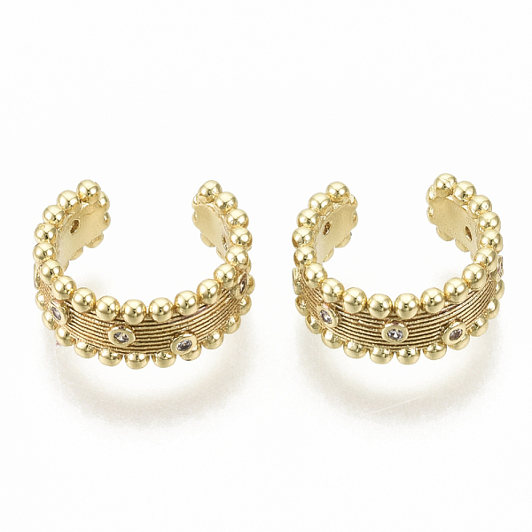 PandaHall Brass Micro Pave Clear Cubic Zirconia Cuff Earrings, Nickel Free, Textured, Real 18K Gold Plated, 14x5.5mm, Inner Diameter: 11mm...
PandaHall Brass Micro Pave Clear Cubic Zirconia Cuff Earrings, Nickel Free, Textured, Real 18K Gold Plated, 14x5.5mm, Inner Diameter: 11mm...