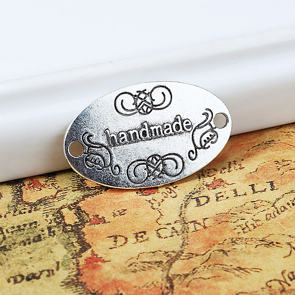 PandaHall Alloy Connector Charms, Oval with Word handmade, Antique Silver, 19x32x1mm, Hole: 2mm Alloy Oval
PandaHall Alloy Connector Charms, Oval with Word handmade, Antique Silver, 19x32x1mm, Hole: 2mm Alloy Oval