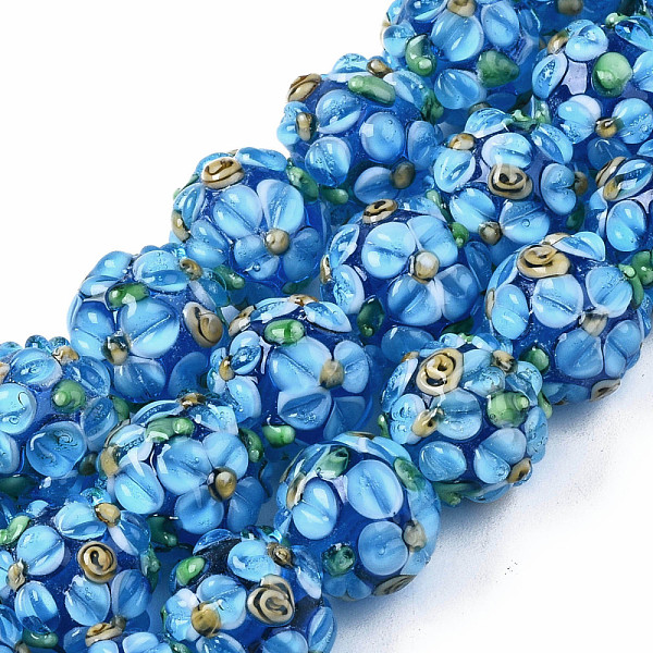 PandaHall Handmade Lampwork Beads Strands, Bumpy, Round with Flower, Dodger Blue, 12~13x11~12mm, Hole: 1mm, about 45pcs/strand, 19.29 inch...
PandaHall Handmade Lampwork Beads Strands, Bumpy, Round with Flower, Dodger Blue, 12~13x11~12mm, Hole: 1mm, about 45pcs/strand, 19.29 inch...