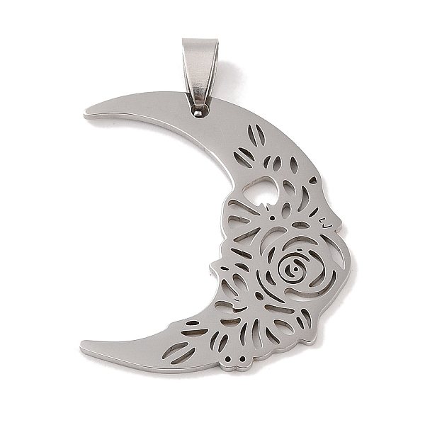 PandaHall 201 Stainless Steel Pendants, Moon with Rose Charm, Stainless Steel Color, 37x33x1.5mm, Hole: 4x7mm 201 Stainless Steel Moon
PandaHall 201 Stainless Steel Pendants, Moon with Rose Charm, Stainless Steel Color, 37x33x1.5mm, Hole: 4x7mm 201 Stainless Steel Moon