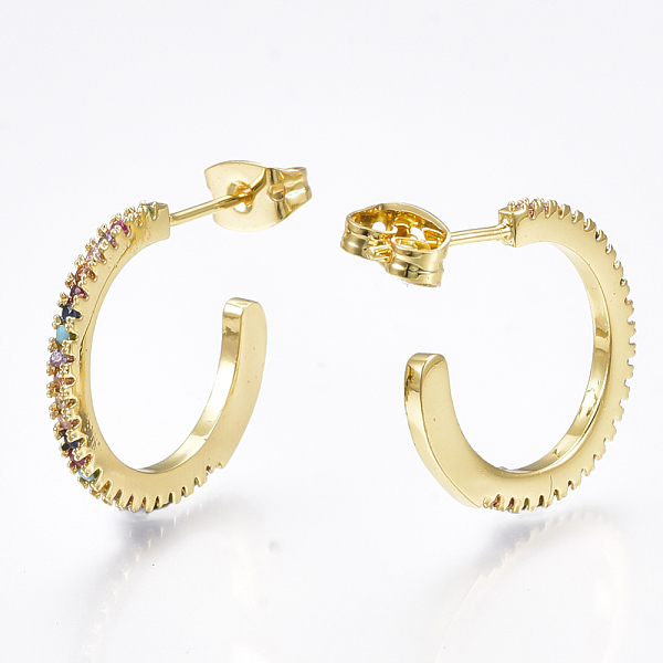 PandaHall Brass Micro Pave Cubic Zirconia Stud Earrings, Half Hoop Earrings, Real 18K Gold Plated, 18.5x1.5mm, Pin: 0.7mm Cubic Zirconia...
PandaHall Brass Micro Pave Cubic Zirconia Stud Earrings, Half Hoop Earrings, Real 18K Gold Plated, 18.5x1.5mm, Pin: 0.7mm Cubic Zirconia...