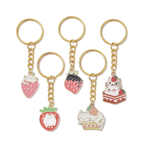 PandaHall Strawberry Cat Alloy Enamel Pendant Keychain, with Iron Keychain Ring, Mixed Color, 7.5~8cm Alloy Cat Shape Multicolor
PandaHall Strawberry Cat Alloy Enamel Pendant Keychain, with Iron Keychain Ring, Mixed Color, 7.5~8cm Alloy Cat Shape Multicolor