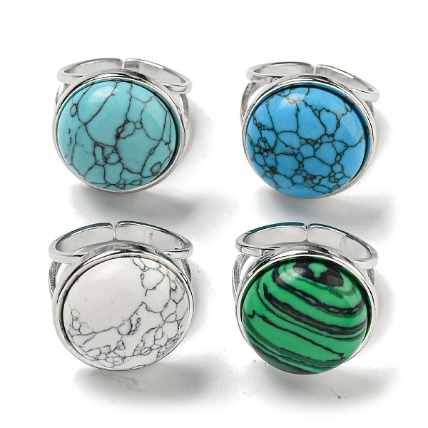 PandaHall 304 Stainless Steel Open Cuff Rings, Synthetic Malachite & Turquoise Round Finger Rings for Women Men, Stainless Steel Color...
PandaHall 304 Stainless Steel Open Cuff Rings, Synthetic Malachite & Turquoise Round Finger Rings for Women Men, Stainless Steel Color...