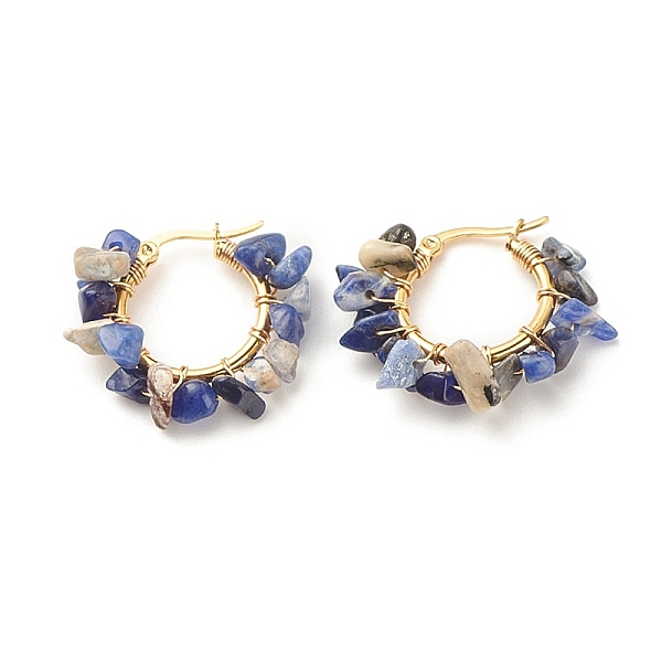 PandaHall Natural Lapis Lazuli Chips Braided Hoop Earrings, 304 Stainless Steel Wire Wrap Jewelry for Women, 25~27x28~33x7~9mm, Pin: 0.6mm...
PandaHall Natural Lapis Lazuli Chips Braided Hoop Earrings, 304 Stainless Steel Wire Wrap Jewelry for Women, 25~27x28~33x7~9mm, Pin: 0.6mm...