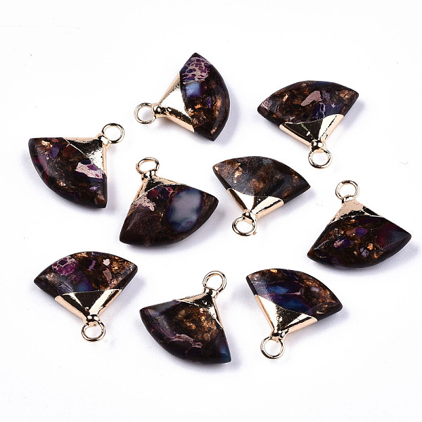 PandaHall Fan Assembled Synthetic Bronzite and Regalite/Imperial Jasper Pendants, with Iron Loop and Light Gold Plated Brass Top, Dyed...
PandaHall Fan Assembled Synthetic Bronzite and Regalite/Imperial Jasper Pendants, with Iron Loop and Light Gold Plated Brass Top, Dyed...