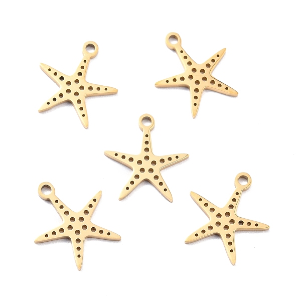 PandaHall 201 Stainless Steel Charms, Laser Cut, Manual Polishing, Starfish, Golden, 14x13x1mm, Hole: 1.5mm 201 Stainless Steel Starfish
PandaHall 201 Stainless Steel Charms, Laser Cut, Manual Polishing, Starfish, Golden, 14x13x1mm, Hole: 1.5mm 201 Stainless Steel Starfish