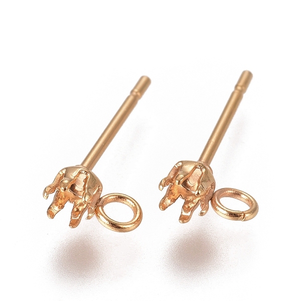 PandaHall 304 Stainless Steel Post Stud Earring Settings, Prong Earring Setting, with Loop, Golden, 14x6mm, Hole: 1.7mm, Pin: 0.7mm, Tray...
PandaHall 304 Stainless Steel Post Stud Earring Settings, Prong Earring Setting, with Loop, Golden, 14x6mm, Hole: 1.7mm, Pin: 0.7mm, Tray...