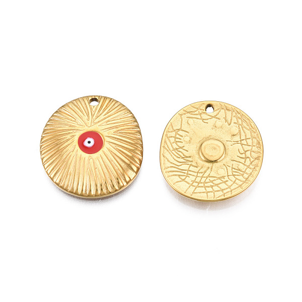 PandaHall 304 Stainless Steel Enamel Pendants, Real 18K Gold Plated, Flat Round with Evil Eye, Dark Red, 19.5x18.5x2mm, Hole: 1.2mm...
PandaHall 304 Stainless Steel Enamel Pendants, Real 18K Gold Plated, Flat Round with Evil Eye, Dark Red, 19.5x18.5x2mm, Hole: 1.2mm...