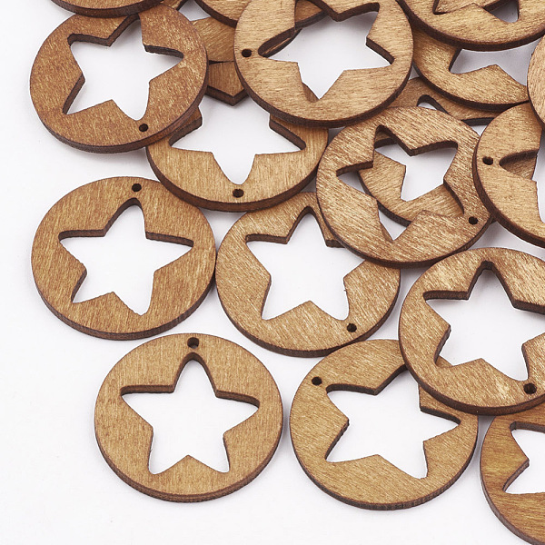 PandaHall Pear Wood Pentacle Pendants, Dyed, Flat Round with Star, Peru, 30x3mm, Hole: 2mm Wood Flat Round Brown
PandaHall Pear Wood Pentacle Pendants, Dyed, Flat Round with Star, Peru, 30x3mm, Hole: 2mm Wood Flat Round Brown