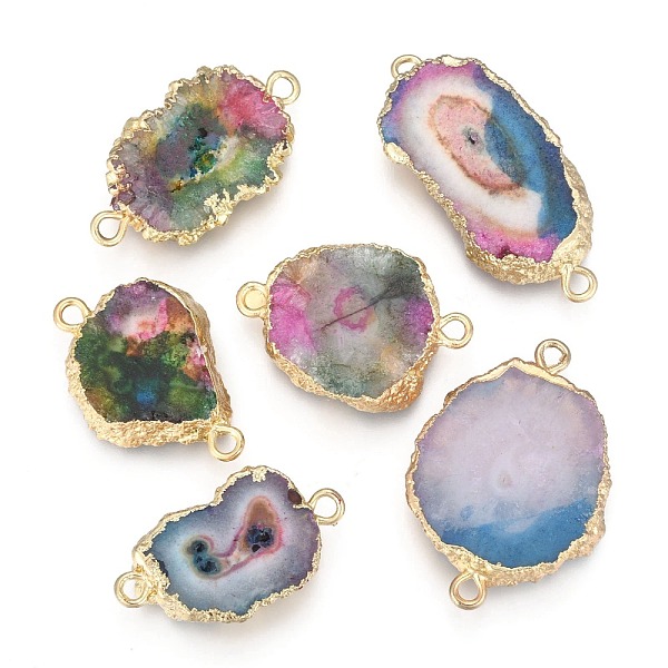 PandaHall Electroplate Natural Druzy Agate Links Connectors, with Brass Findings, Dyed, Golden, Nuggets, Mixed Color, 30~50x15~30x5~7mm..., Multicolor
PandaHall Electroplate Natural Druzy Agate Links Connectors, with Brass Findings, Dyed, Golden, Nuggets, Mixed Color, 30~50x15~30x5~7mm..., Multicolor