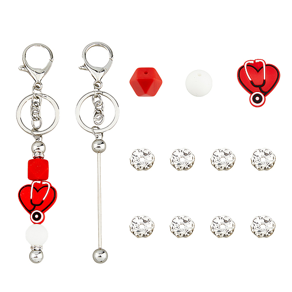 PandaHall SUPERFINDINGS DIY Keychain Making Kit, Including Iron Bar Beadable Keychain, Stethoscope Silicone Beads, Middle East Rhinestone..., Red
PandaHall SUPERFINDINGS DIY Keychain Making Kit, Including Iron Bar Beadable Keychain, Stethoscope Silicone Beads, Middle East Rhinestone..., Red