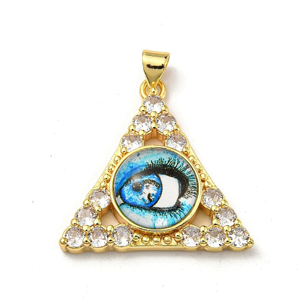 PandaHall Real 18K Gold Plated Brass Pendants, with Glass and Acrylic, Triangle With Evil Eye Charms, Light Sky Blue, 27x28x7mm, Hole...
PandaHall Real 18K Gold Plated Brass Pendants, with Glass and Acrylic, Triangle With Evil Eye Charms, Light Sky Blue, 27x28x7mm, Hole...