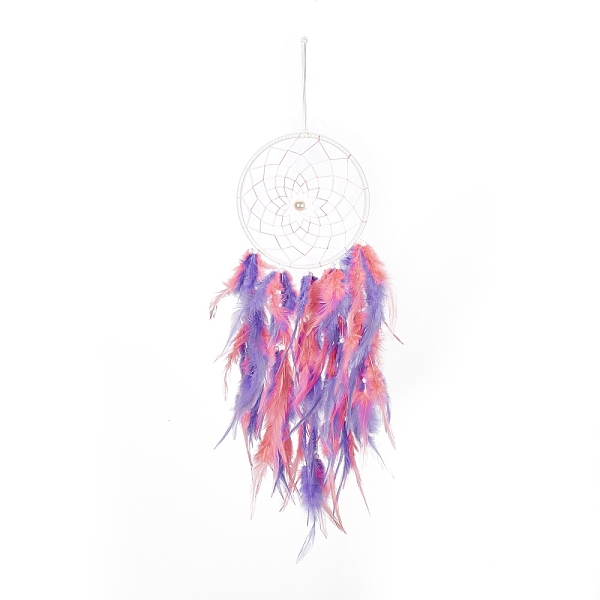 PandaHall Iron Woven Web/Net with Feather Pendant Decorations, with Plastic Pearl Beads, Covered with Leather Cord, Flat Round, Colorful...
PandaHall Iron Woven Web/Net with Feather Pendant Decorations, with Plastic Pearl Beads, Covered with Leather Cord, Flat Round, Colorful...