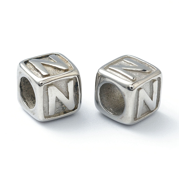 PandaHall 304 Stainless Steel European Beads, Large Hole Beads, Horizontal Hole, Cube with Letter, Stainless Steel Color, Letter.N, 8x8x8mm...
PandaHall 304 Stainless Steel European Beads, Large Hole Beads, Horizontal Hole, Cube with Letter, Stainless Steel Color, Letter.N, 8x8x8mm...