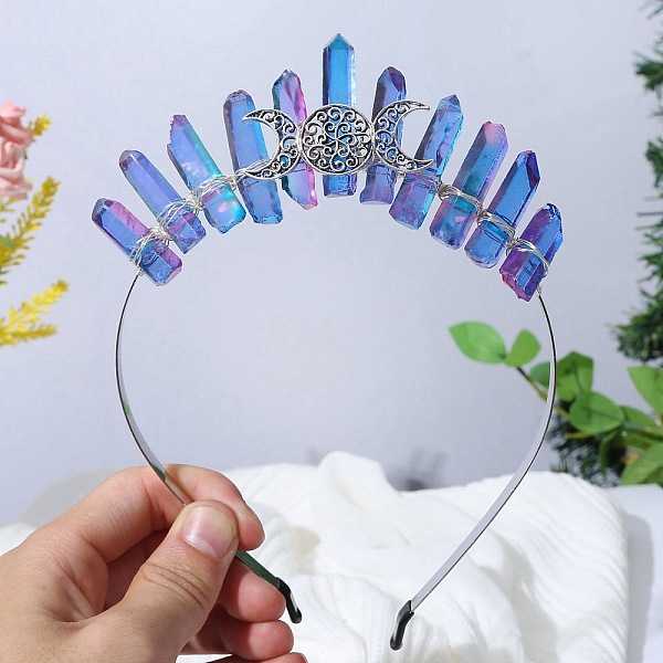 PandaHall Raw Natural Quartz Hair Bands, Triple Moon Metal Hair Bands, for Women Girls, Cornflower Blue, 180x125x20mm Quartz Moon
PandaHall Raw Natural Quartz Hair Bands, Triple Moon Metal Hair Bands, for Women Girls, Cornflower Blue, 180x125x20mm Quartz Moon