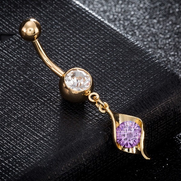 PandaHall Brass Cubic Zirconia Navel Ring, Belly Rings, with 304 Stainless Steel Bar, Cadmium Free & Lead Free, Real 18K Gold Plated, Lilac..., Purple
PandaHall Brass Cubic Zirconia Navel Ring, Belly Rings, with 304 Stainless Steel Bar, Cadmium Free & Lead Free, Real 18K Gold Plated, Lilac..., Purple